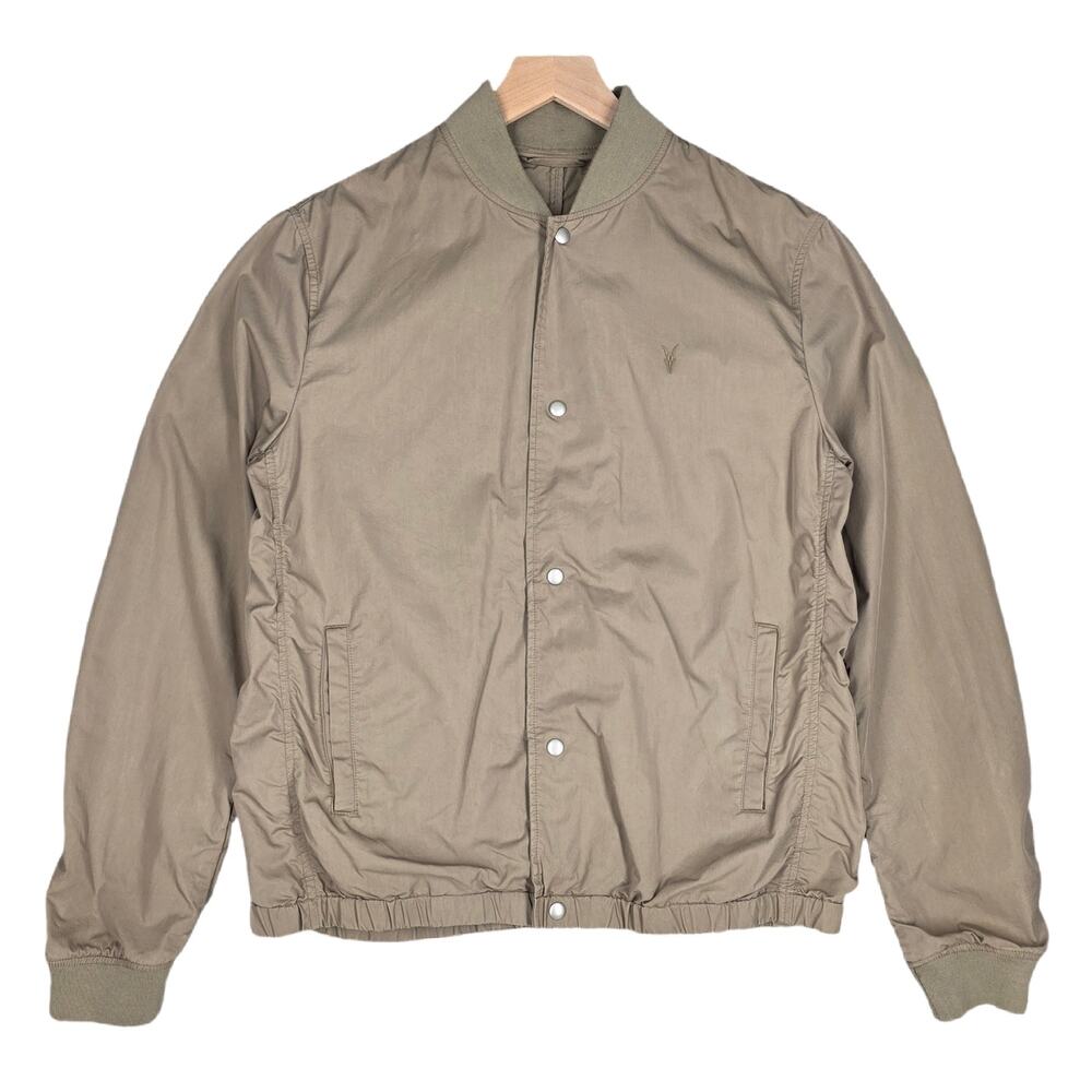 ALLSAINTS 2022 DAWSON BOMBER JACKET – KHAKI – SIZE SMALL – PREMIUM COTTON BLEND